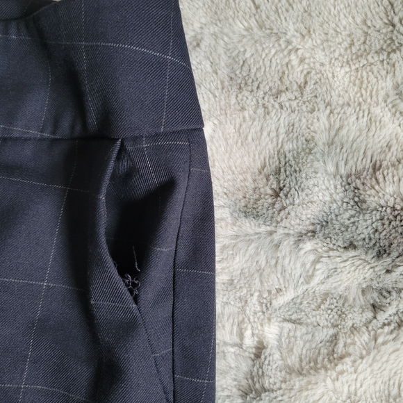 Navy Windowpane Ann Taylor Factory Trouser Pants size Curvy 12 - Picture 4 of 14